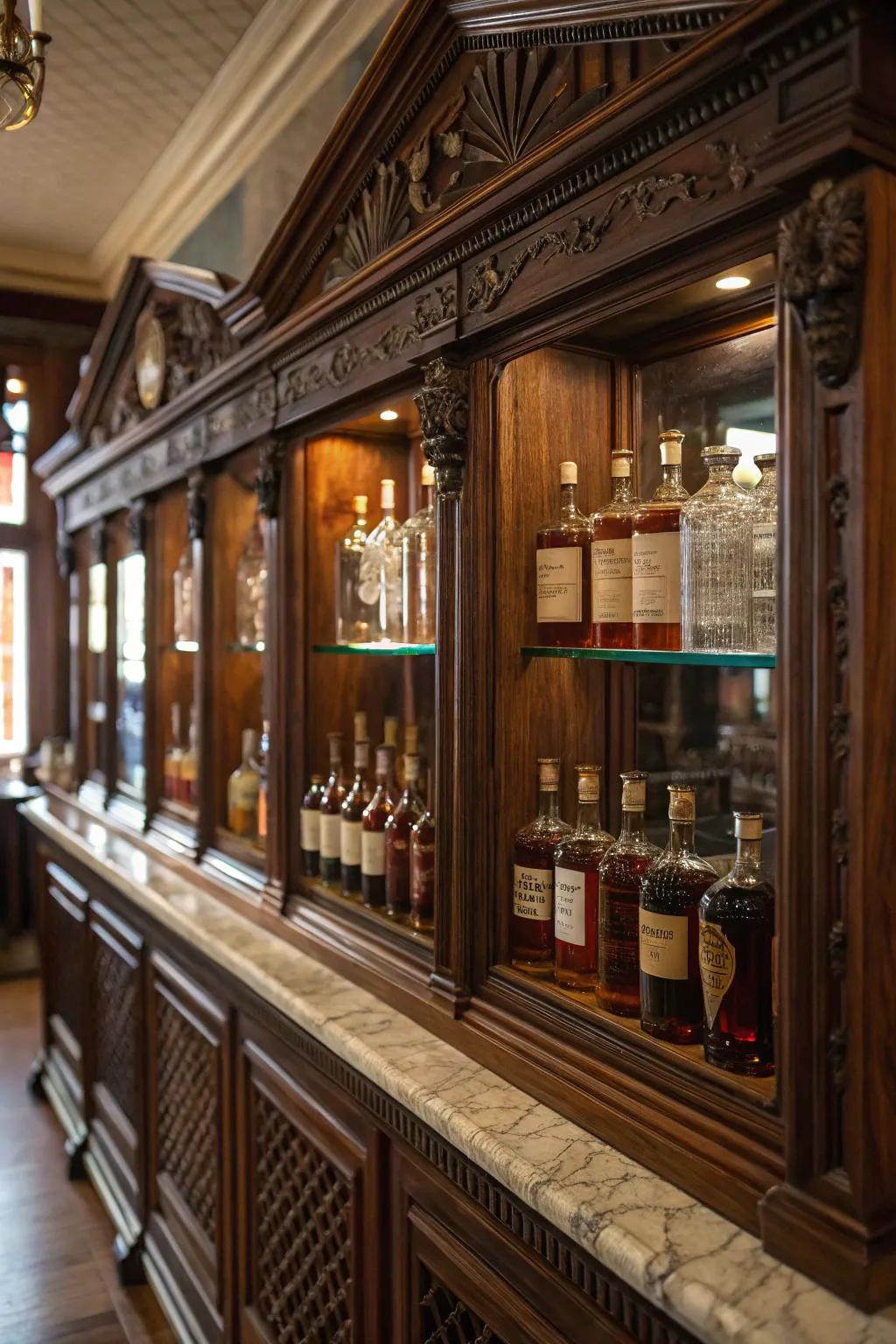 A period cabinet adds charm to your bourbon display.