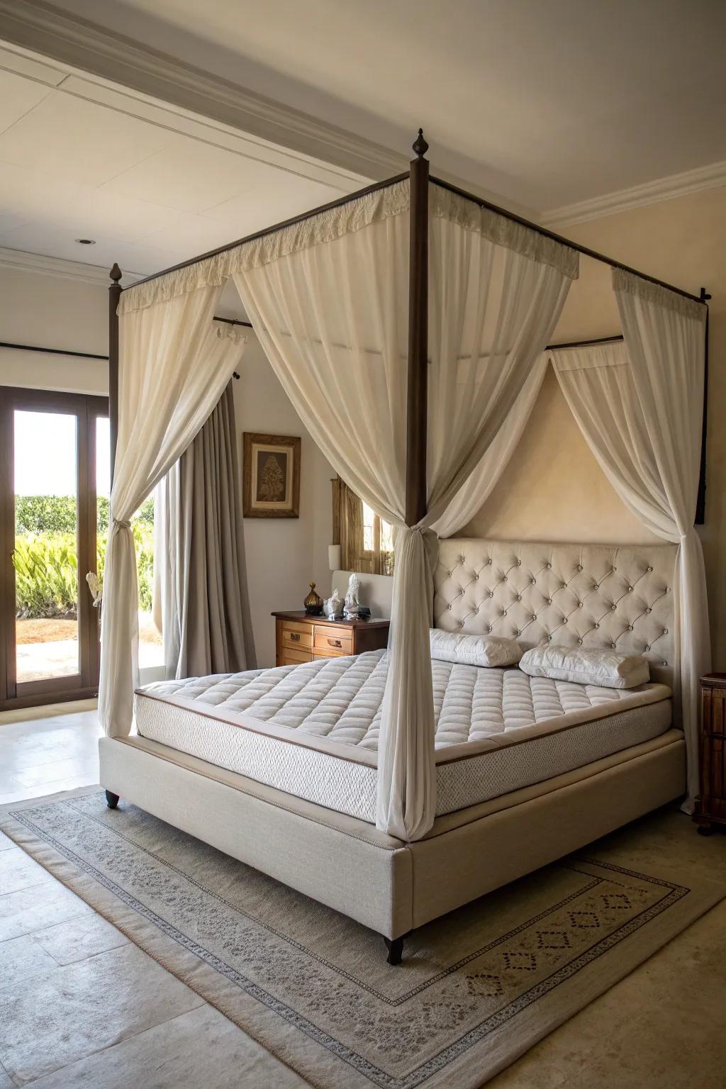 A canopy adds effect and elegance to your bed.