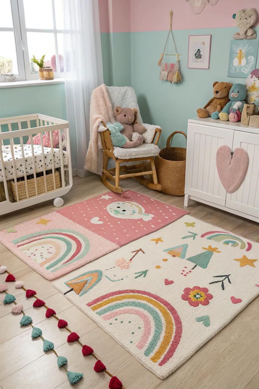 Fun rugs create a playful floor space.
