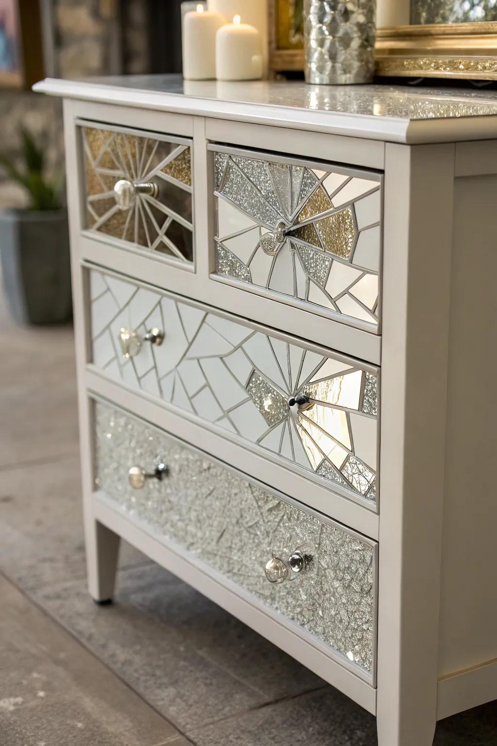 Mirrored furniture offers both sparkle and style.