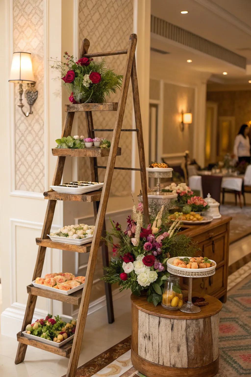 With a ladder bar, your buffet display will be creative and eye-catching.