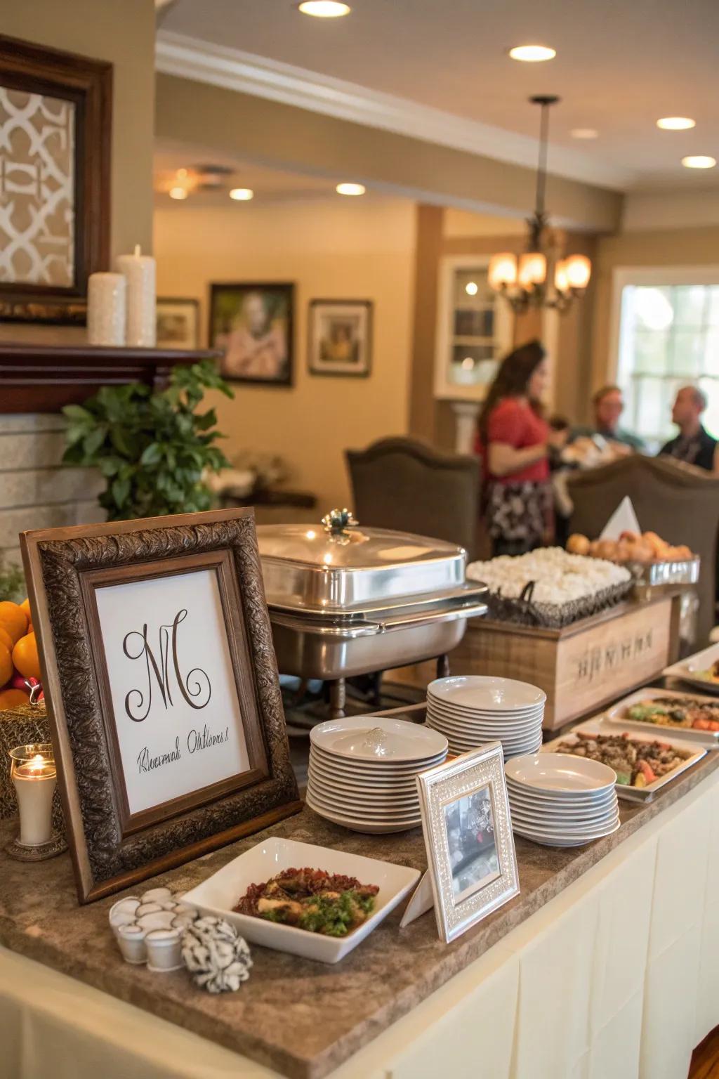 Unique marks make your buffet table personal and memorable.
