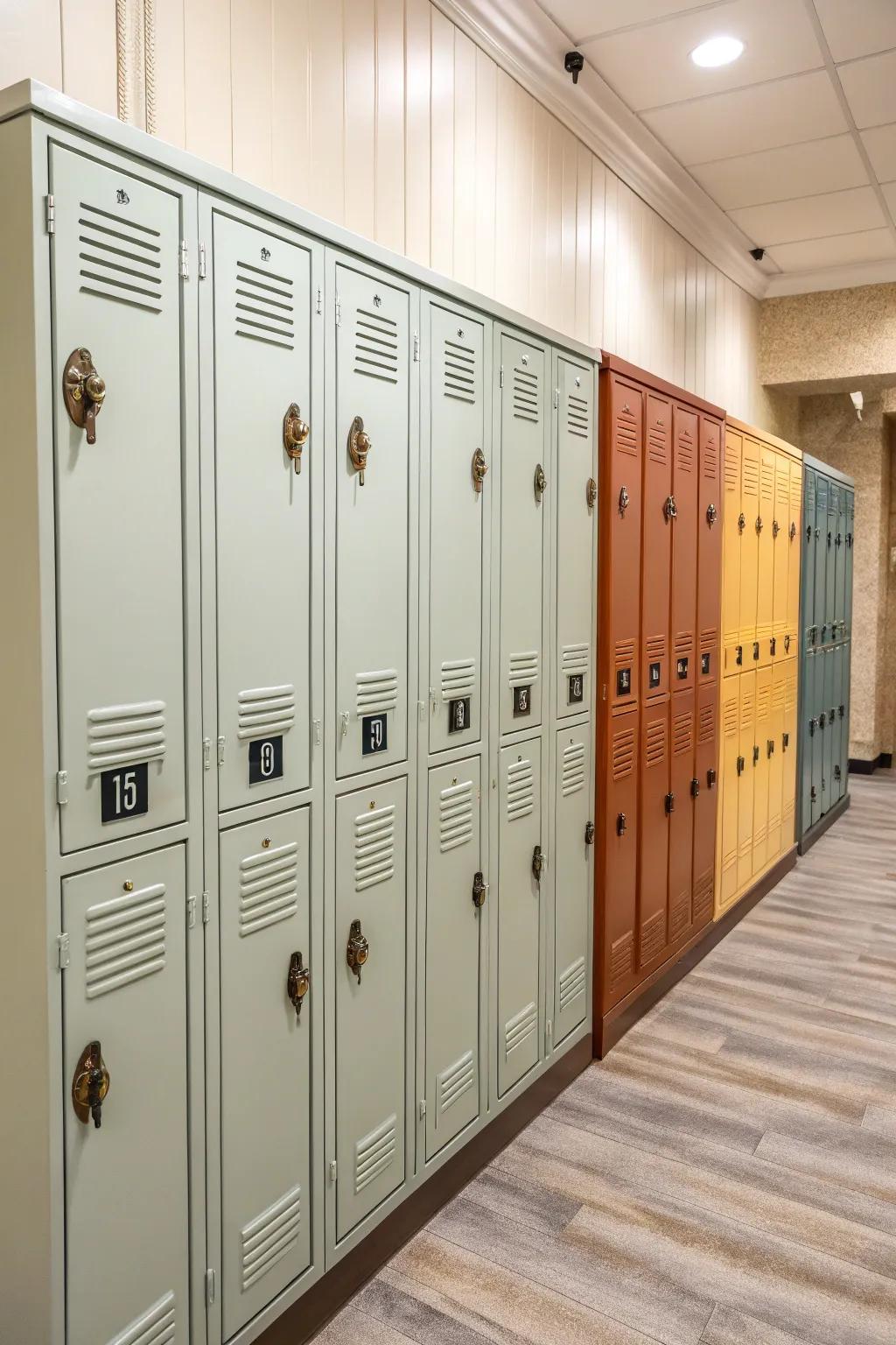 Vintage knobs add character to custom storage units.