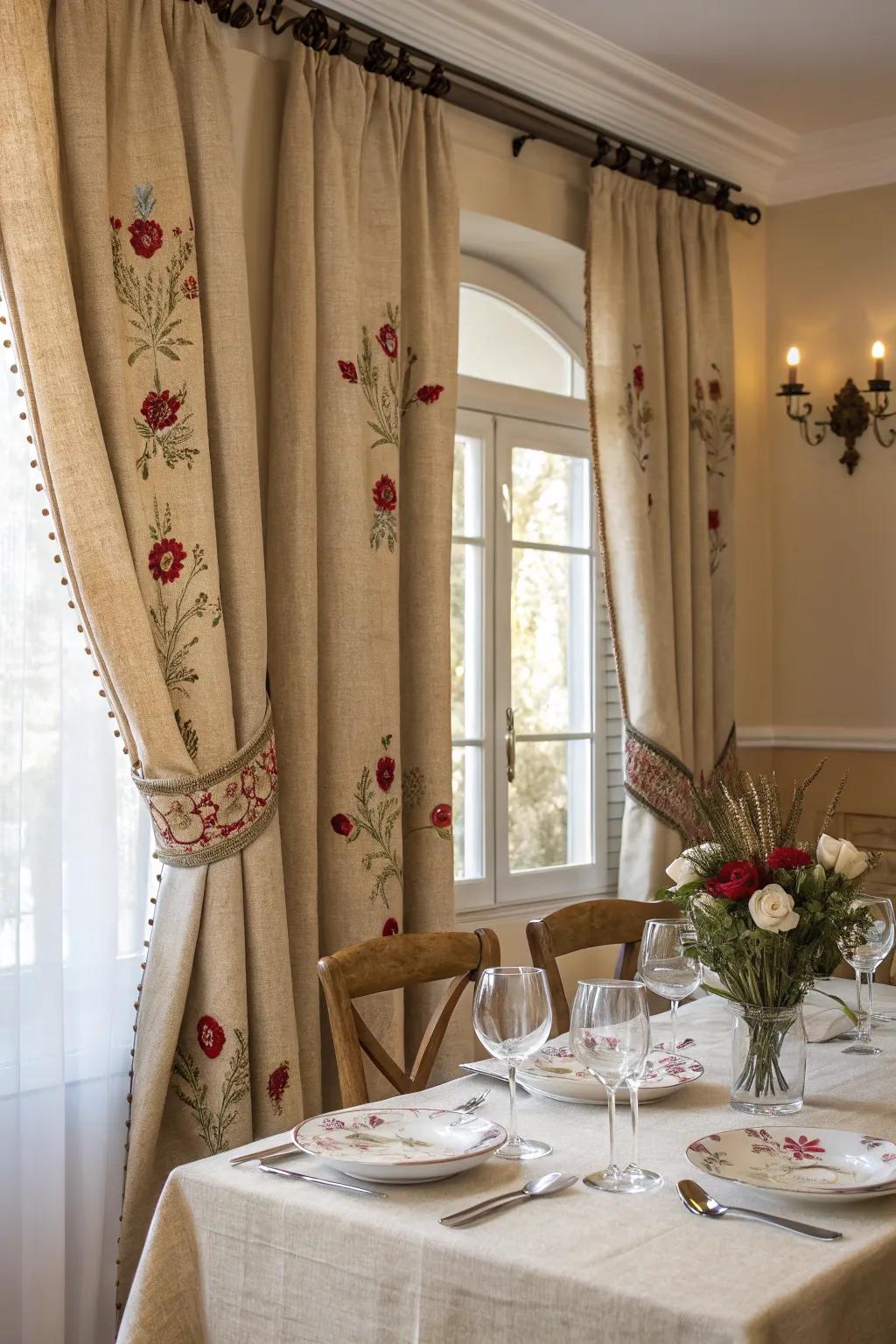 Personal charm with crafted material drapes.