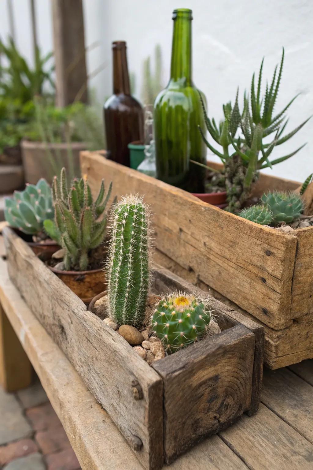 Eco-conscious materials append a sustainable element to succulent displays.