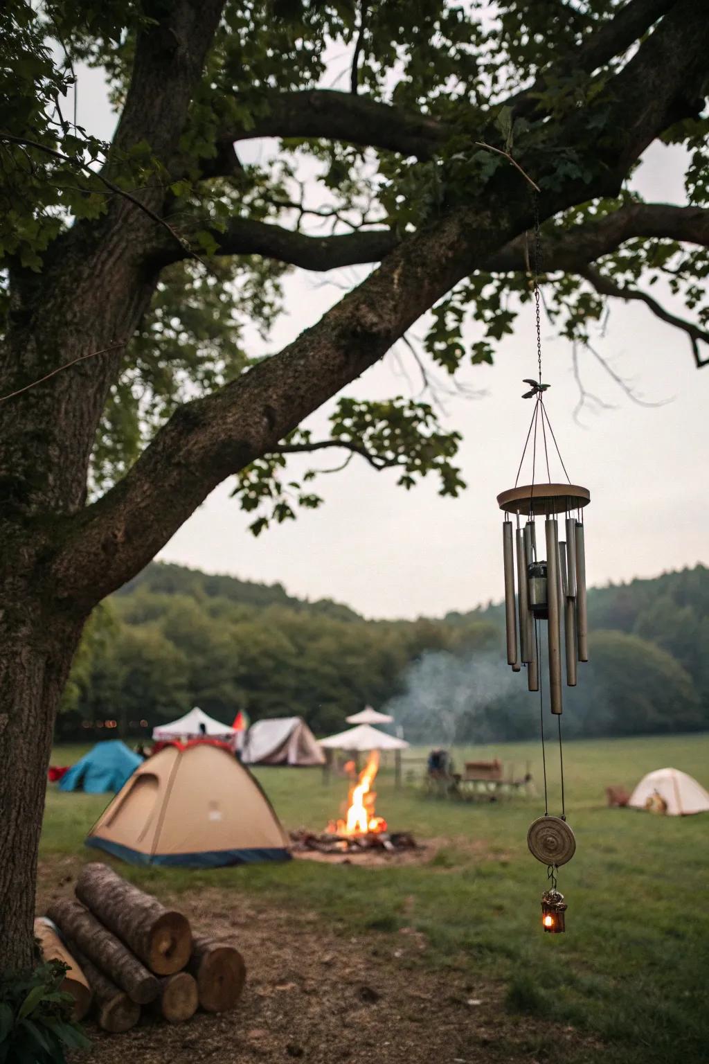 Add calming sounds to your campsite using a unique wind chime.