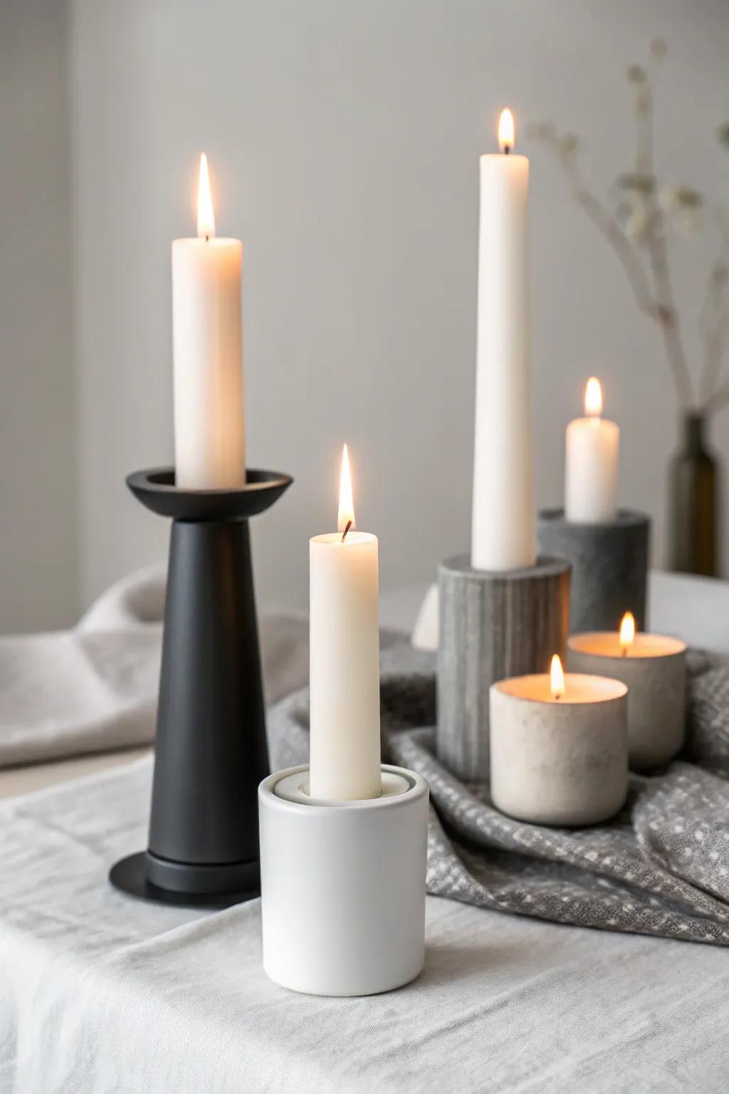 A neat and modern simple wax light arrangement.