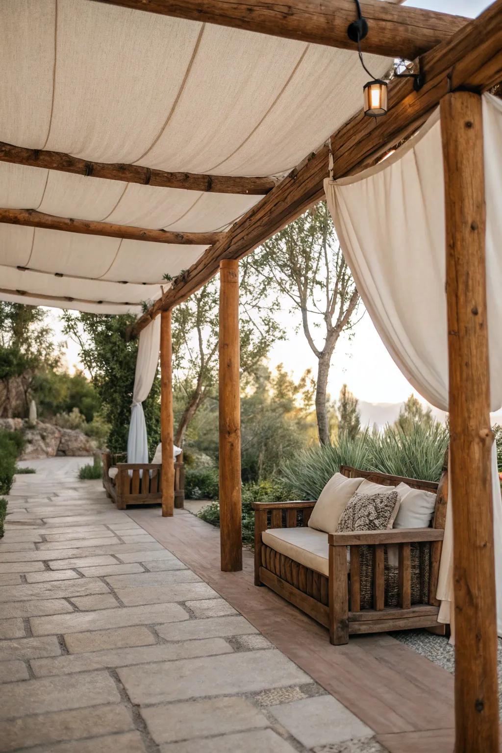 Natural wood builds add charm to canvas protections.