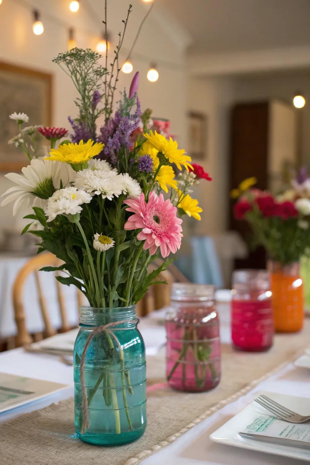 Vibrant jars introduce a lively touch.