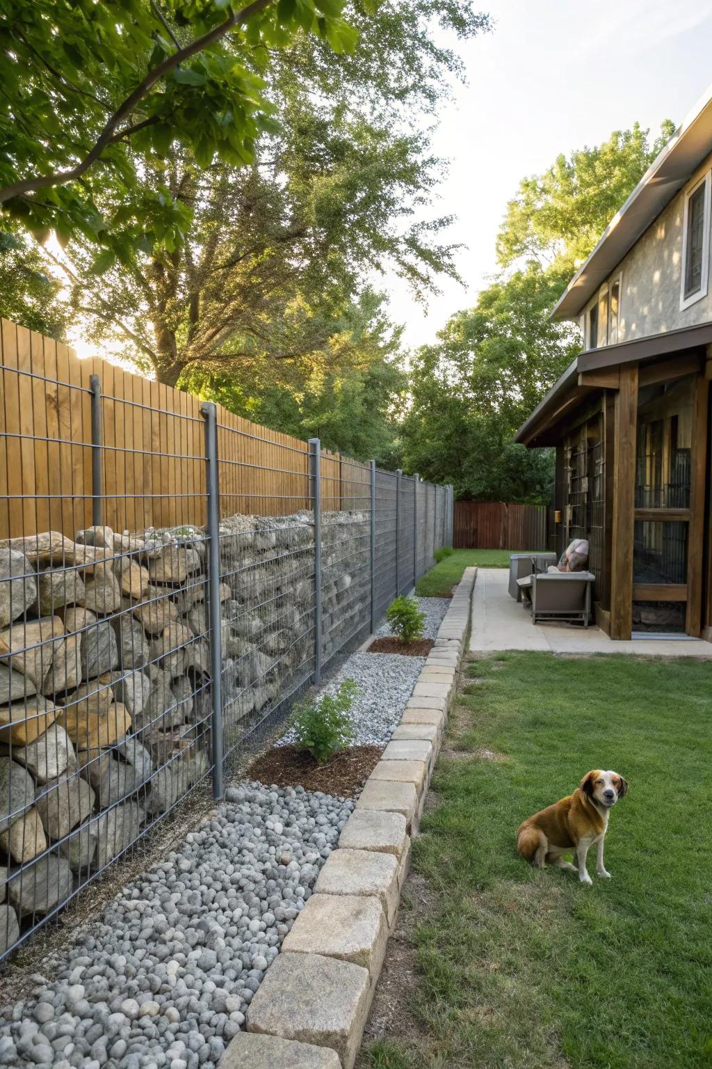 Gabion walls offer a unique and sturdy fencing option.