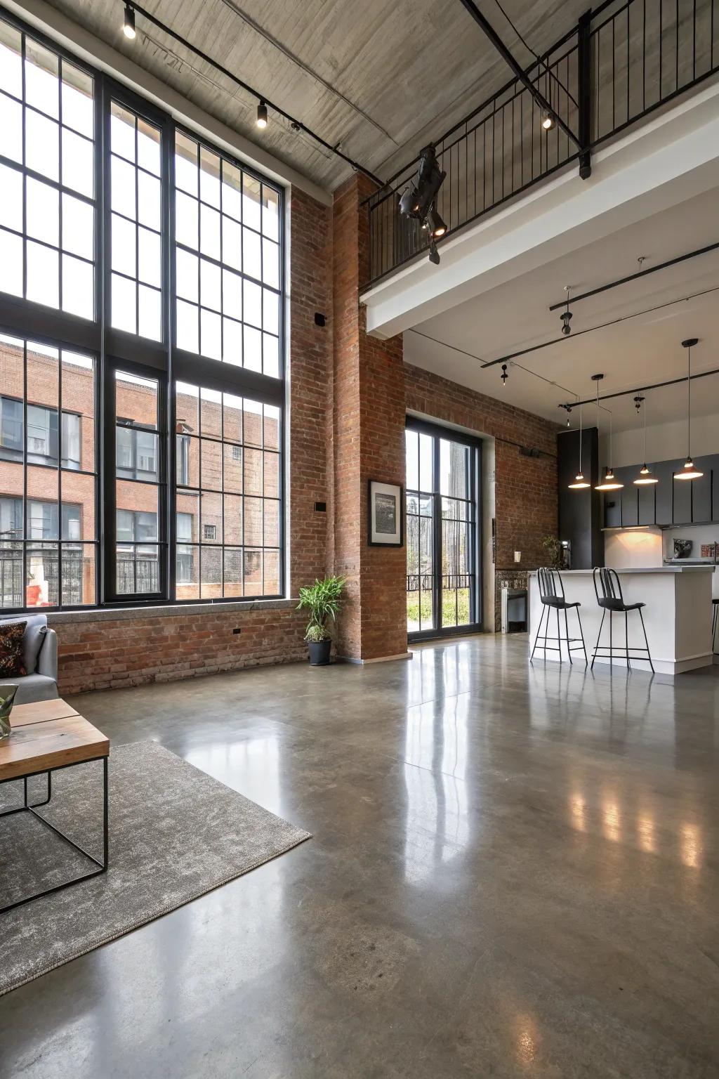 Treated concrete offers an industrial chic aesthetic.