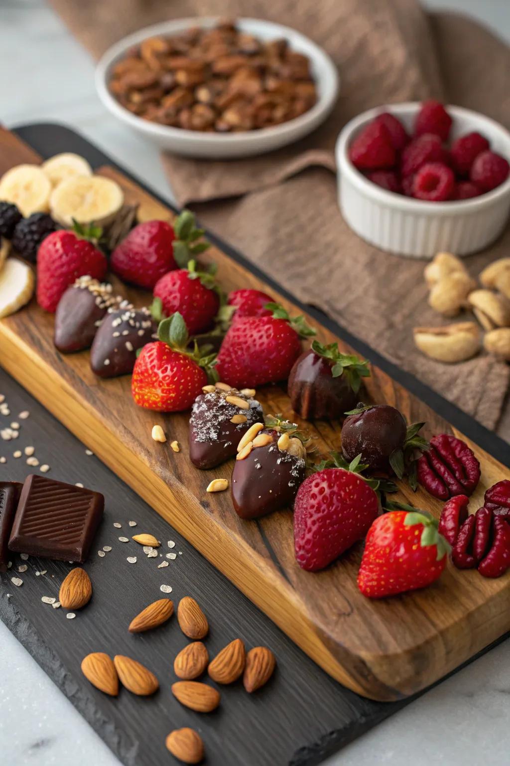 A captivating selection of chocolate-covered treats for sampling.