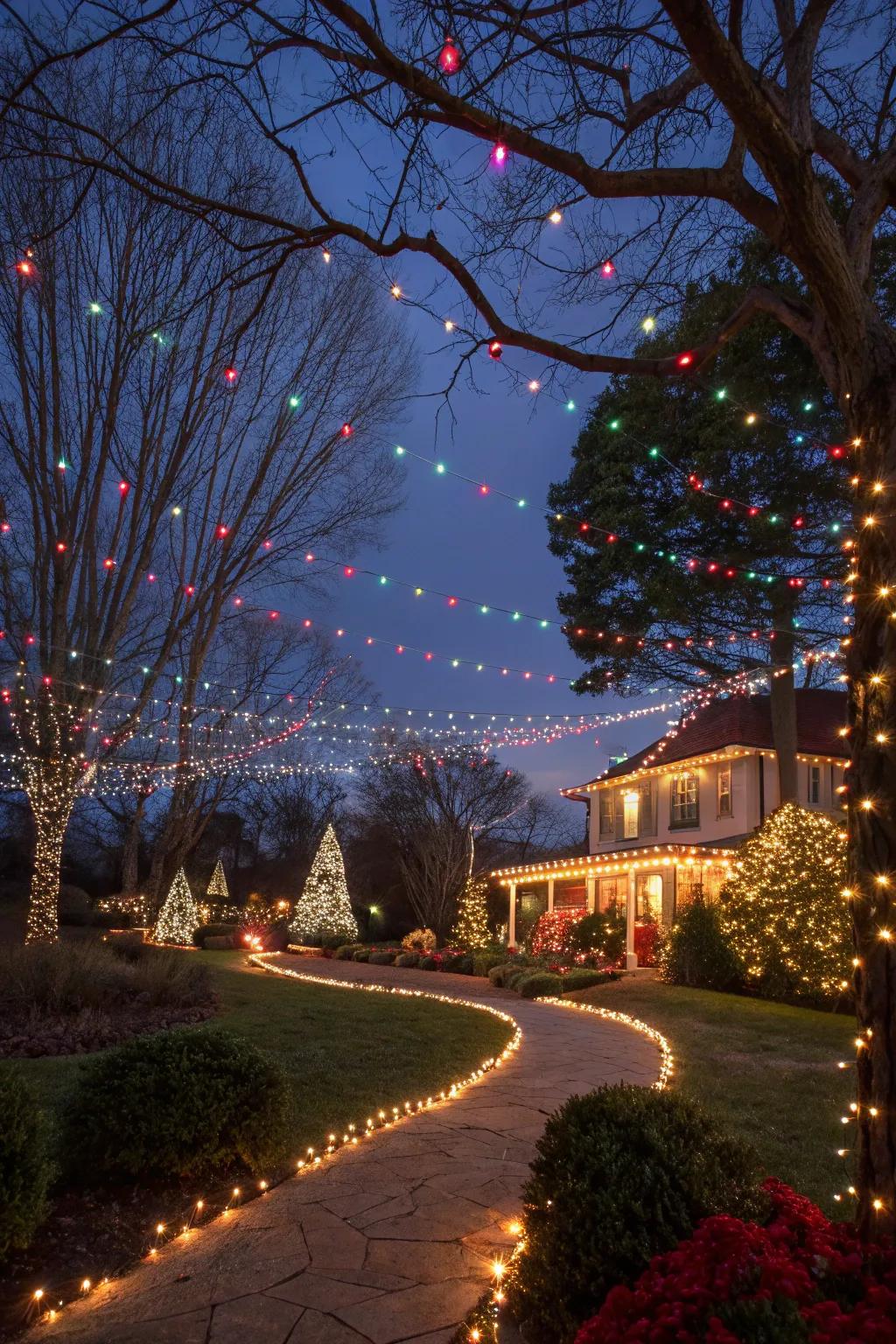 A dazzling external light spectacle extending holiday merriment.