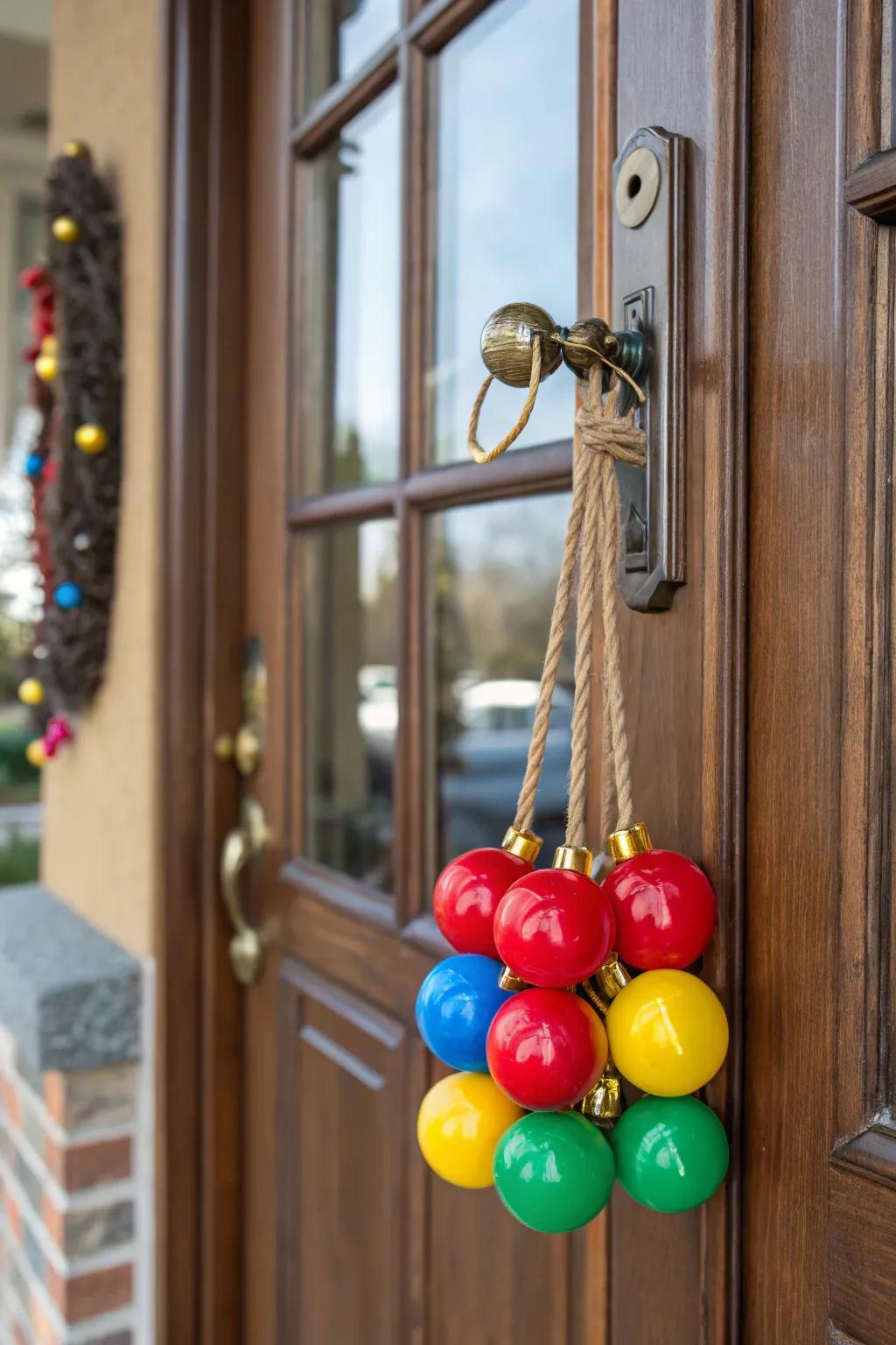 Add sparkle with a cluster of colorful ornaments.