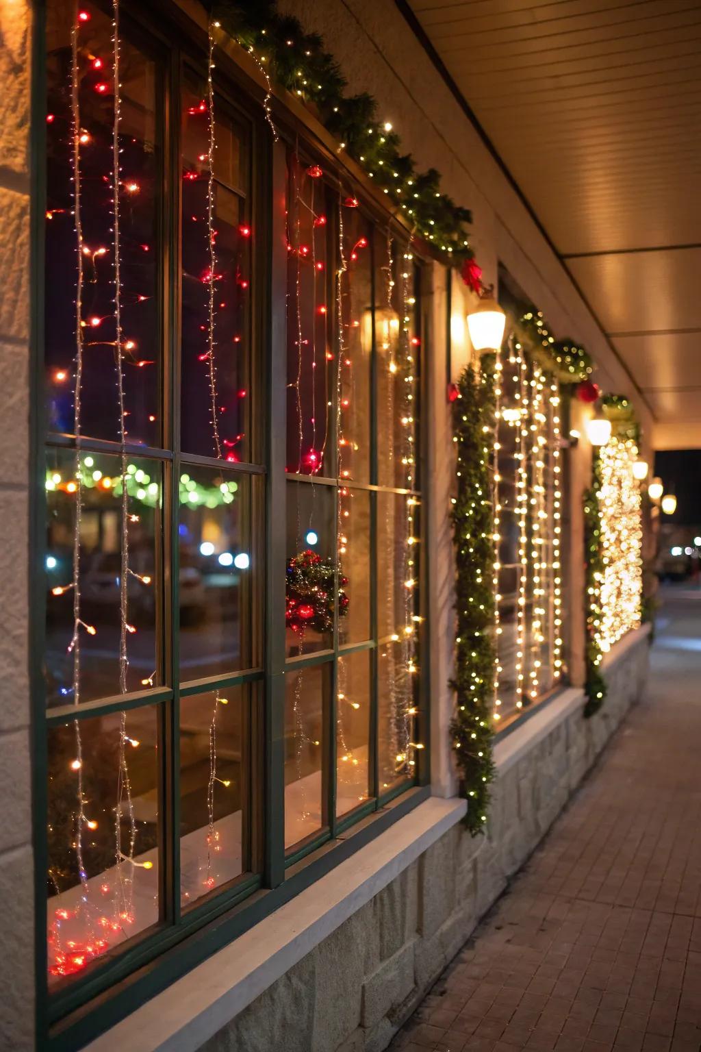Sparkle strands in windows fashion a sparkling holiday display.