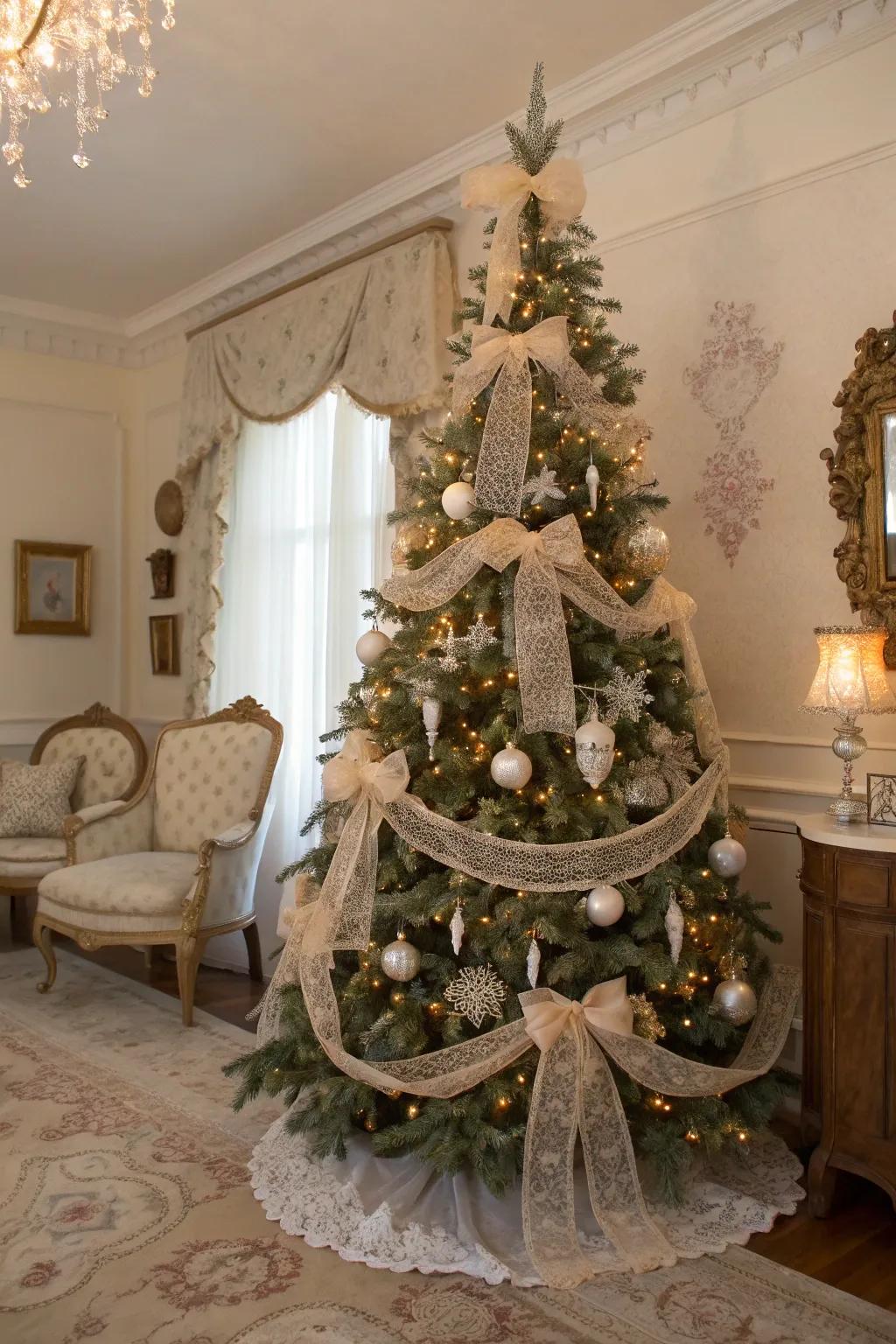 Victorian refinement fashions a timeless and elegant Christmas tree theme.
