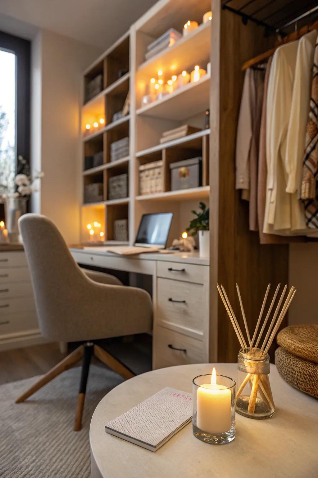Improve the atmosphere of your cloffice with scents that boost your mood.