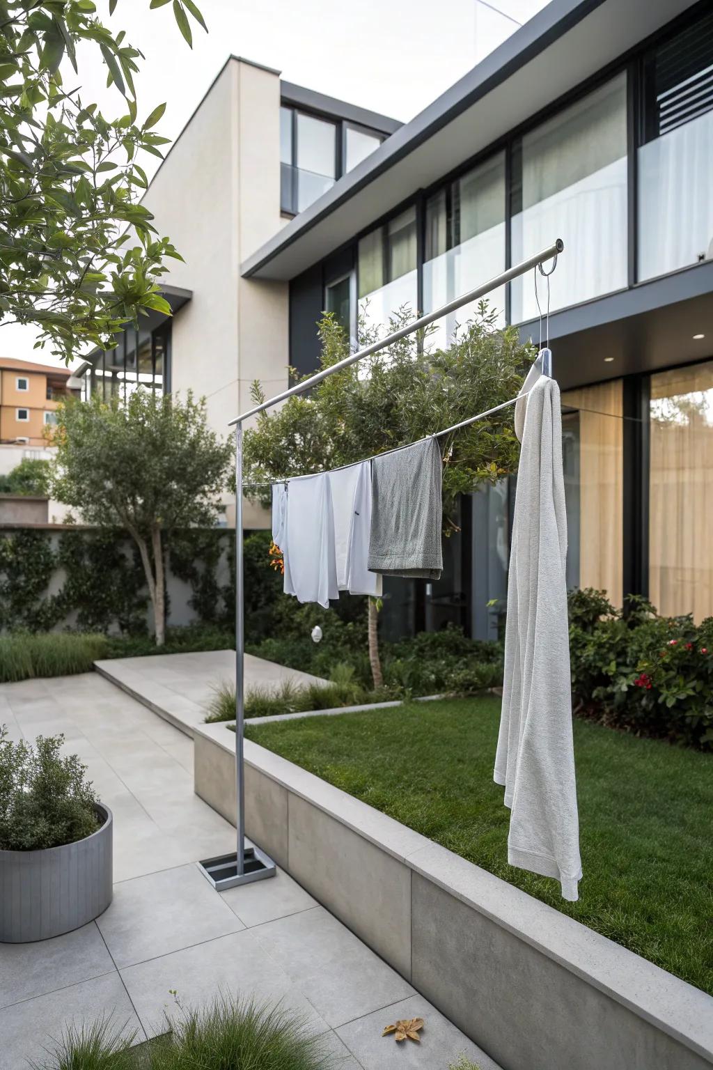 Simplicity redefined: a contemporary minimalist clothesline.
