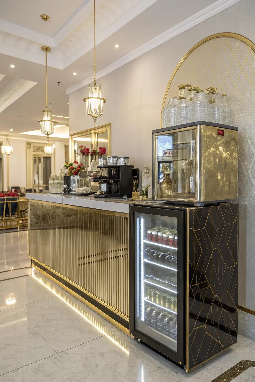 Luxury and elegance define this opulent coffee bar.