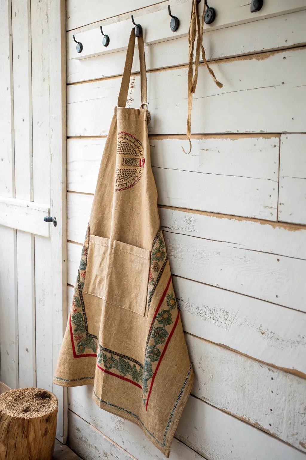 Transform your kitchen style with a chic upcycled coffee sack apron!