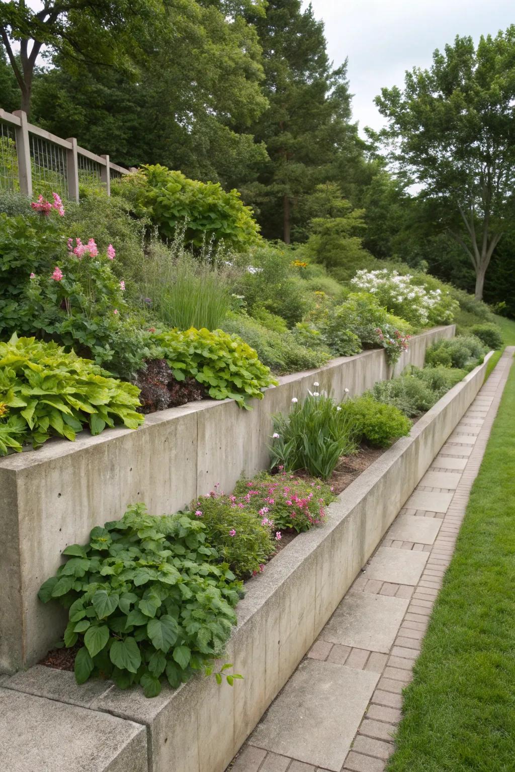 Vertical edging adds dimension to borders.