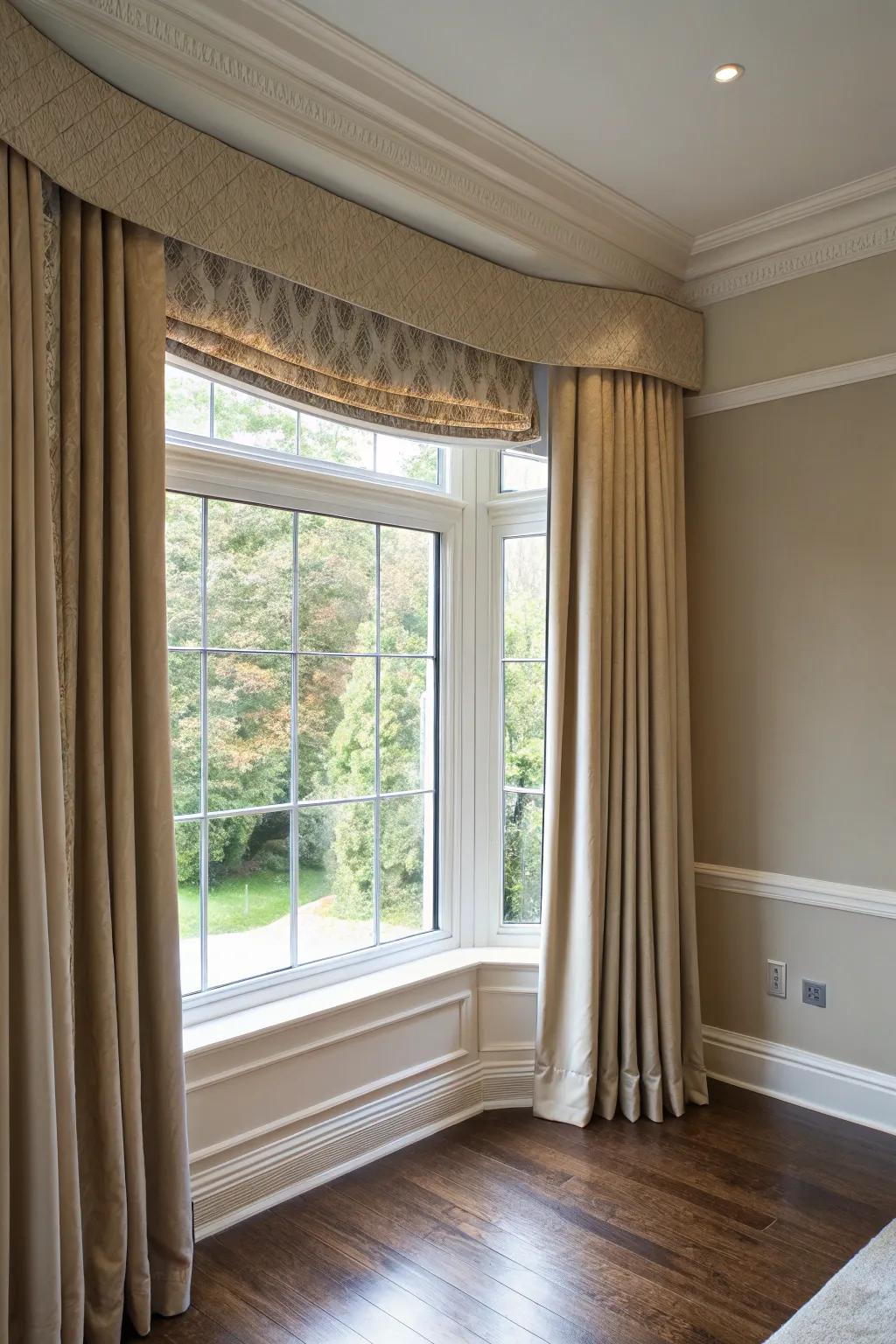 Crown window toppers add an elegant touch.