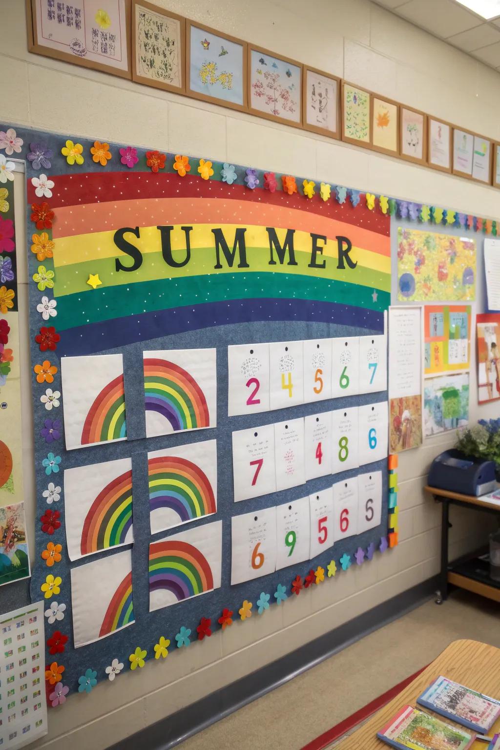 A rainbow countdown bringing color and joy to the classroom.