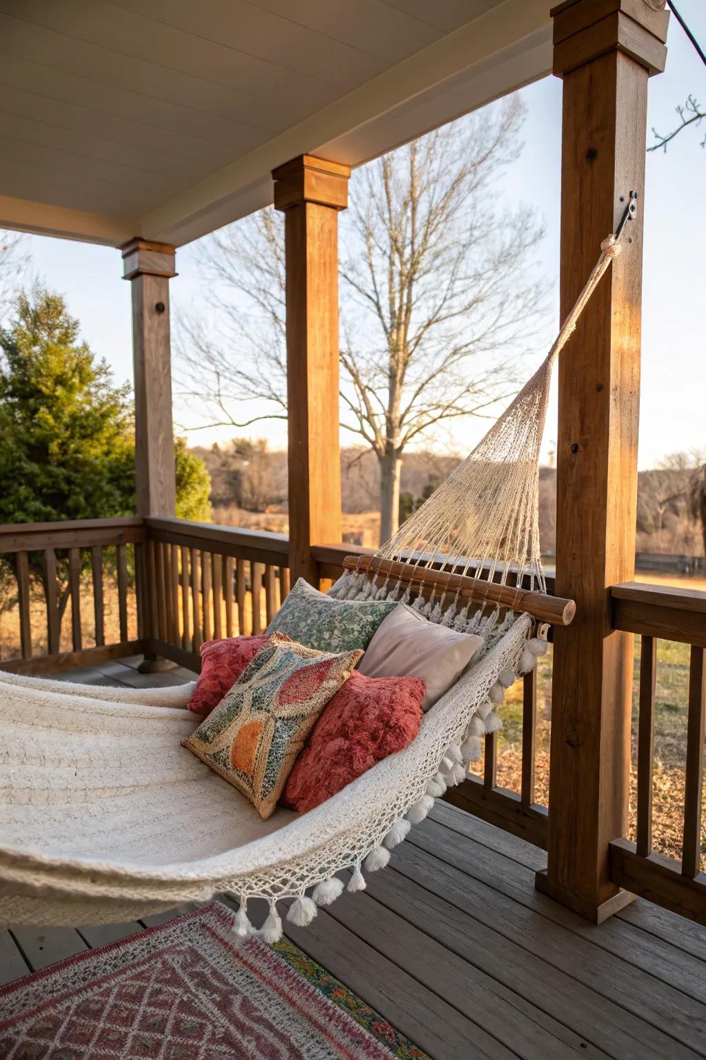 A snug corner invites relaxation on your country porch.