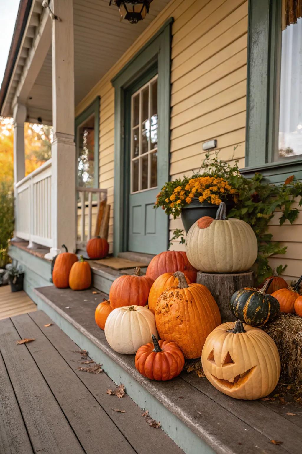 A vibrant gourd assortment greets guests.