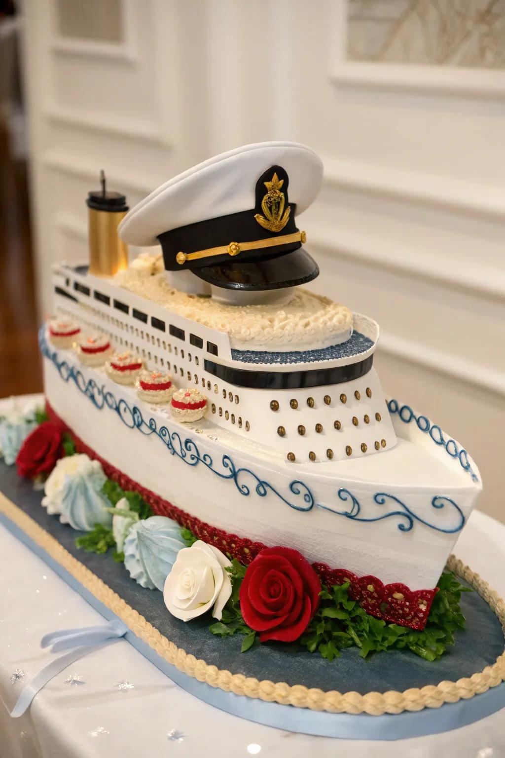 An edible captain's headwear makes for a commanding cake topper.