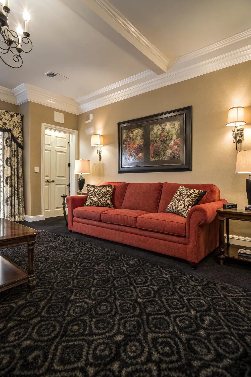 A furniture item adds focus to a floor.