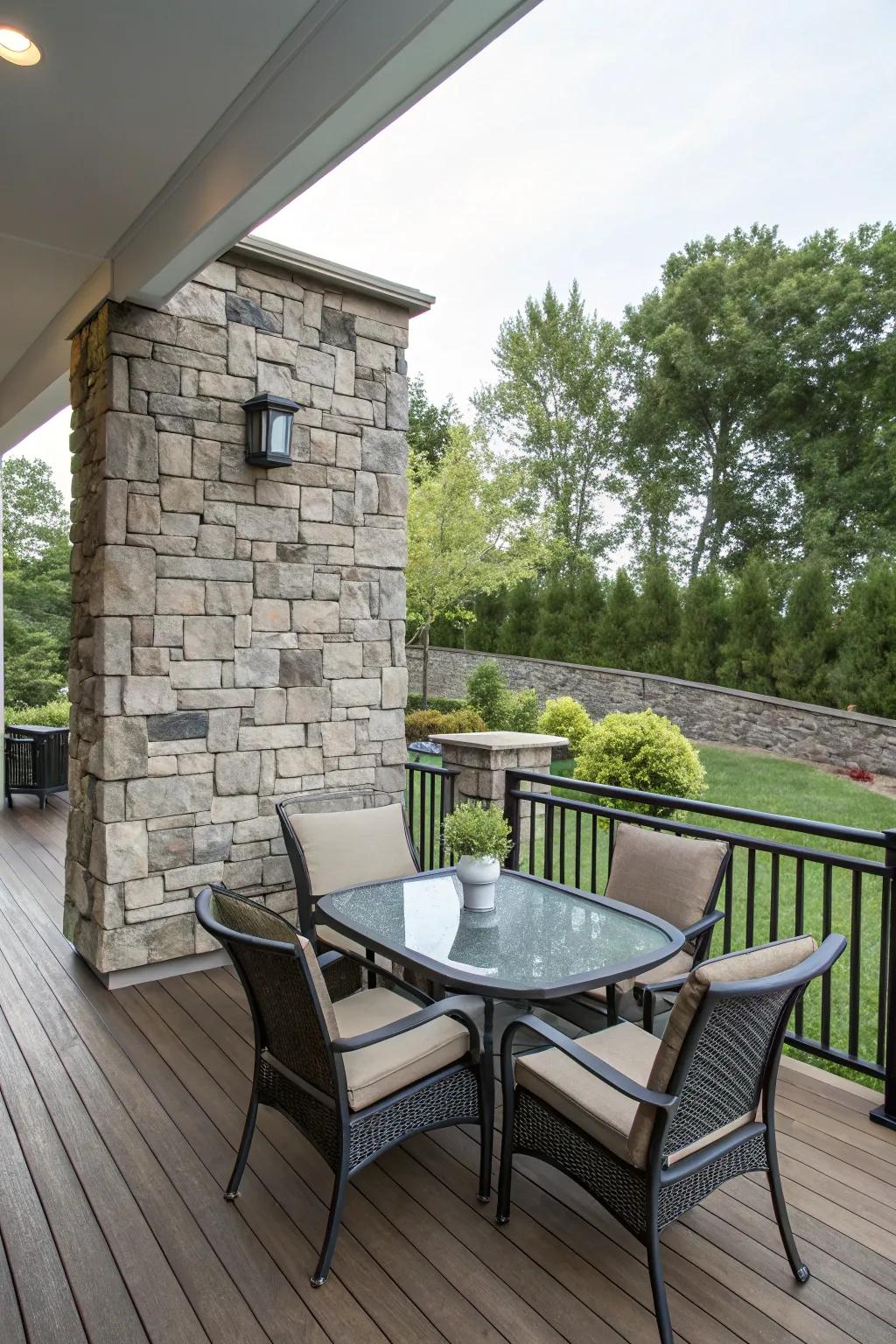 A stone facing offers durability and a design statement.