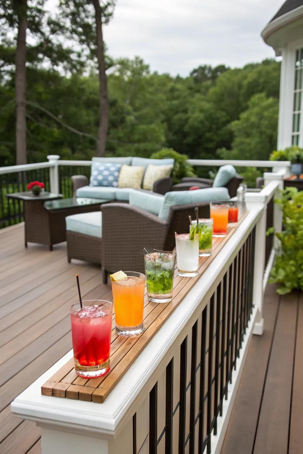 A beverage rail elevates the practicality of your deck railing.
