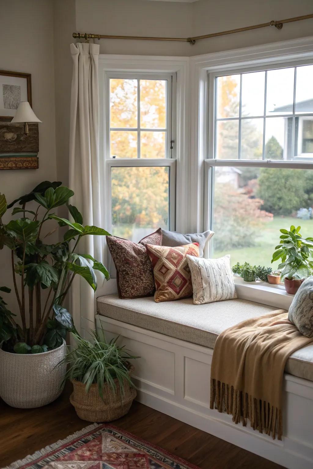Establish a serene window spot for rest.