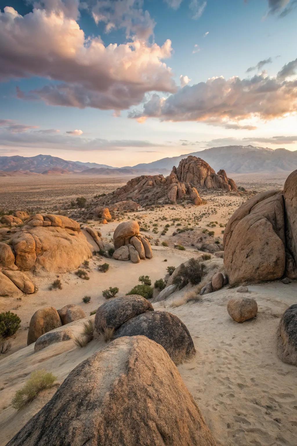 Impressive boulders contributing framework and aesthetic impact to the garden.