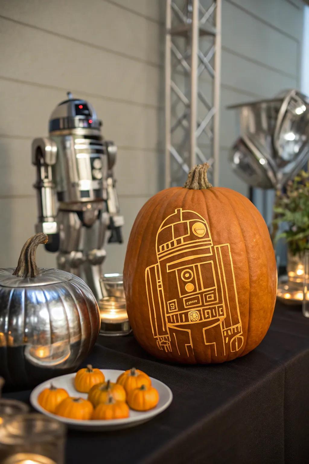 Android carvings that bring a futuristic touch.