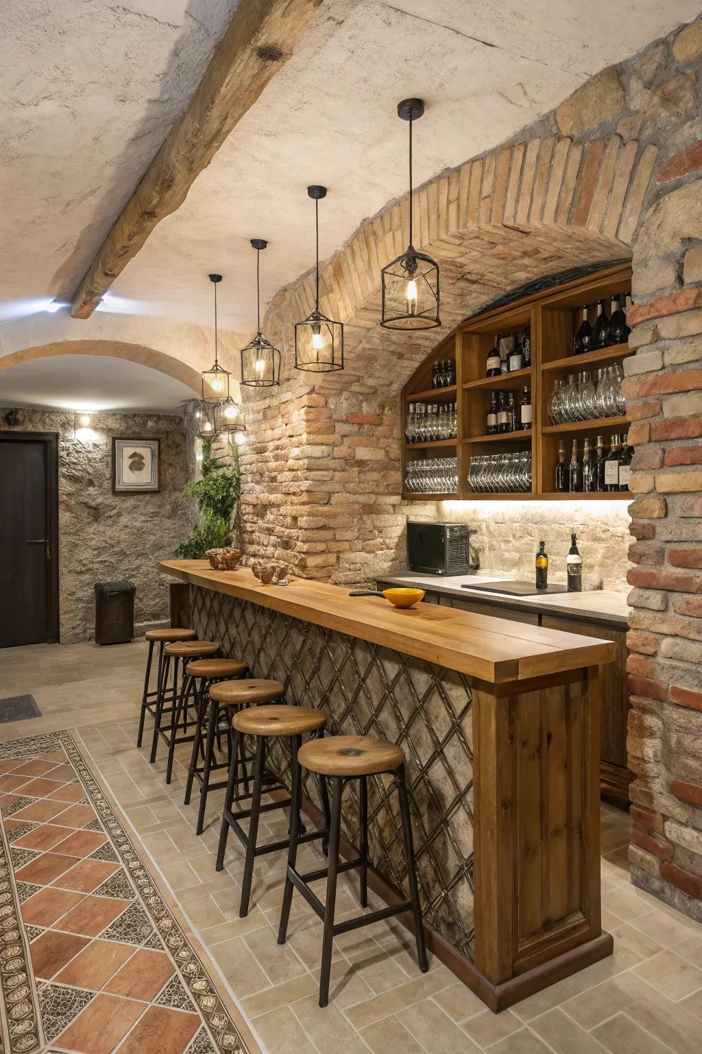 Textured elements add depth and a rustic touch.