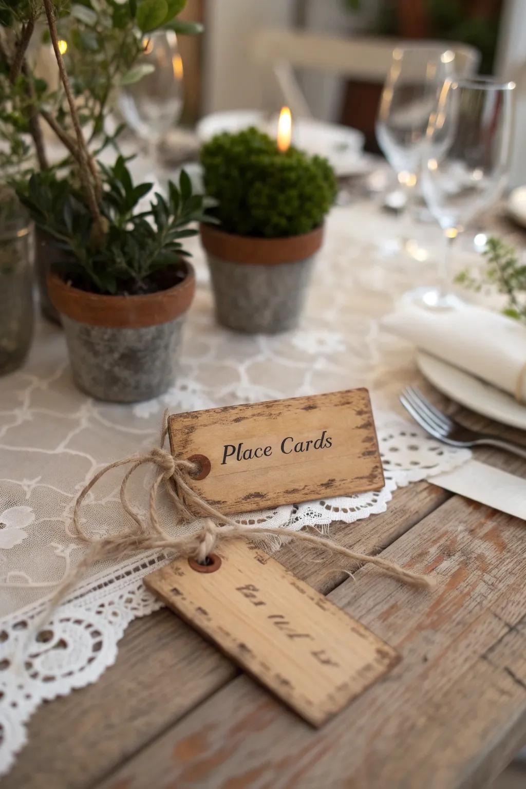Retro tags add a nostalgic charm to your table.