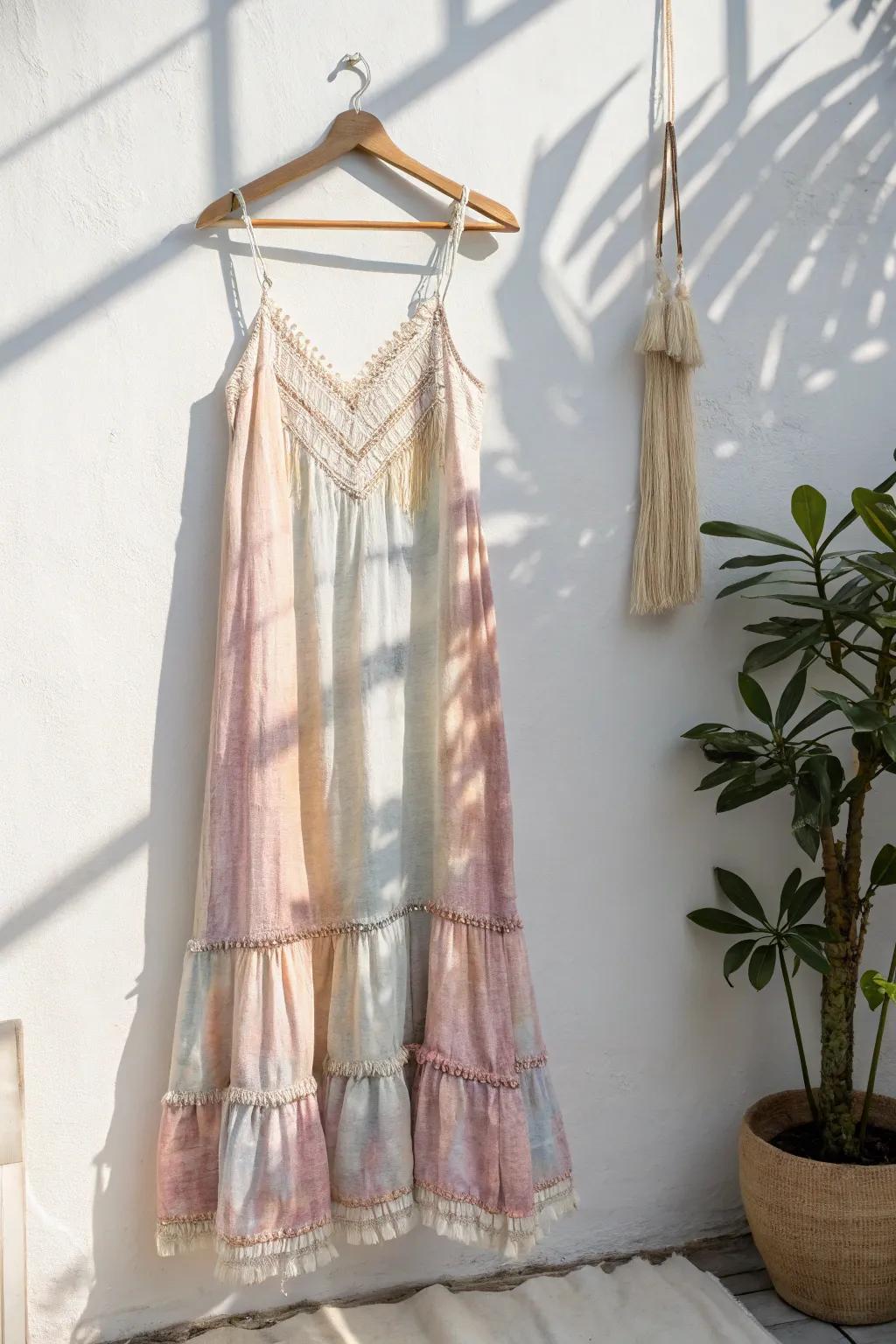 Embrace your unique style with this enchanting tie-dye dress, a perfect blend of boho charm and minimalist elegance.