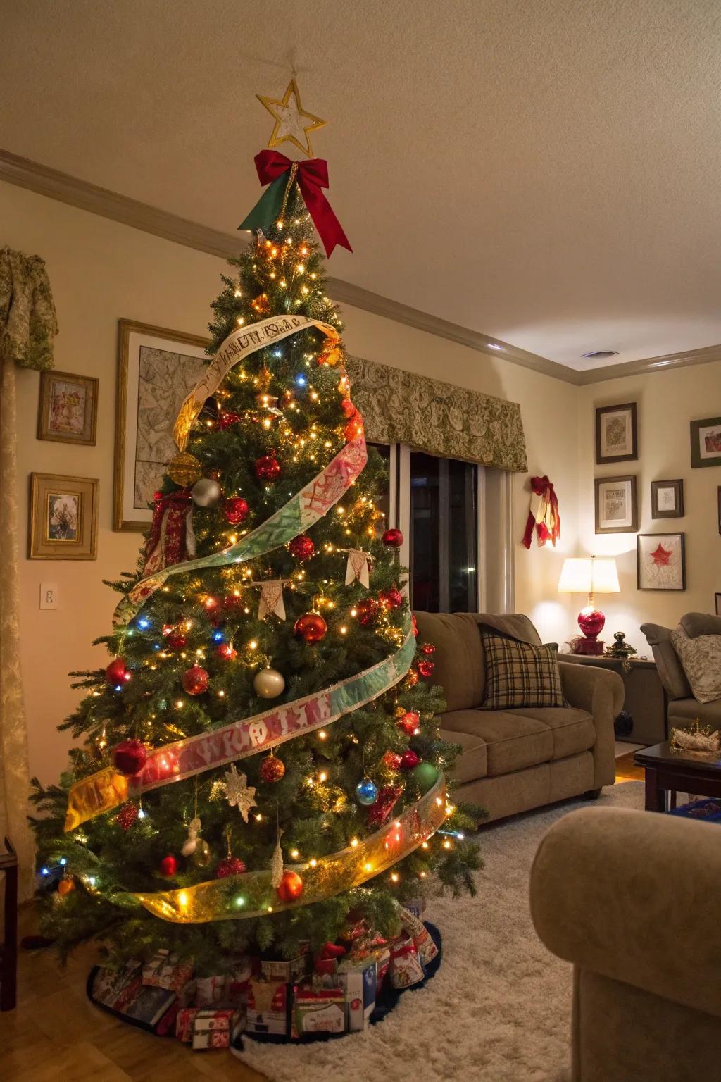 Festive joy with ribbons and bells.