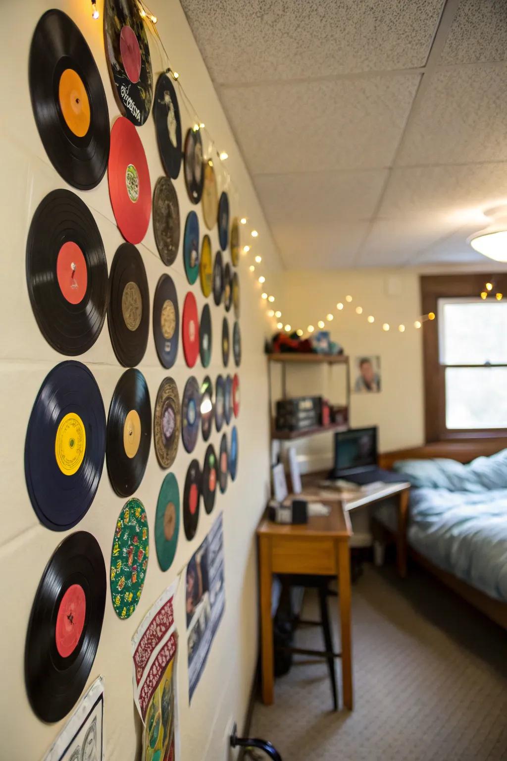 Records provide a creative and retro art choice for your walls.