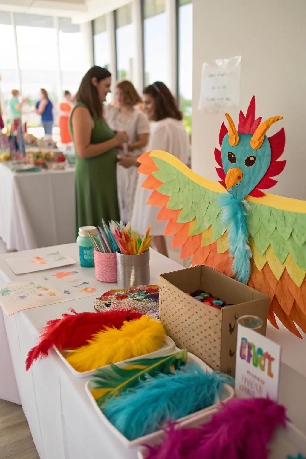 A DIY disguise zone inspires creativity and amusement.