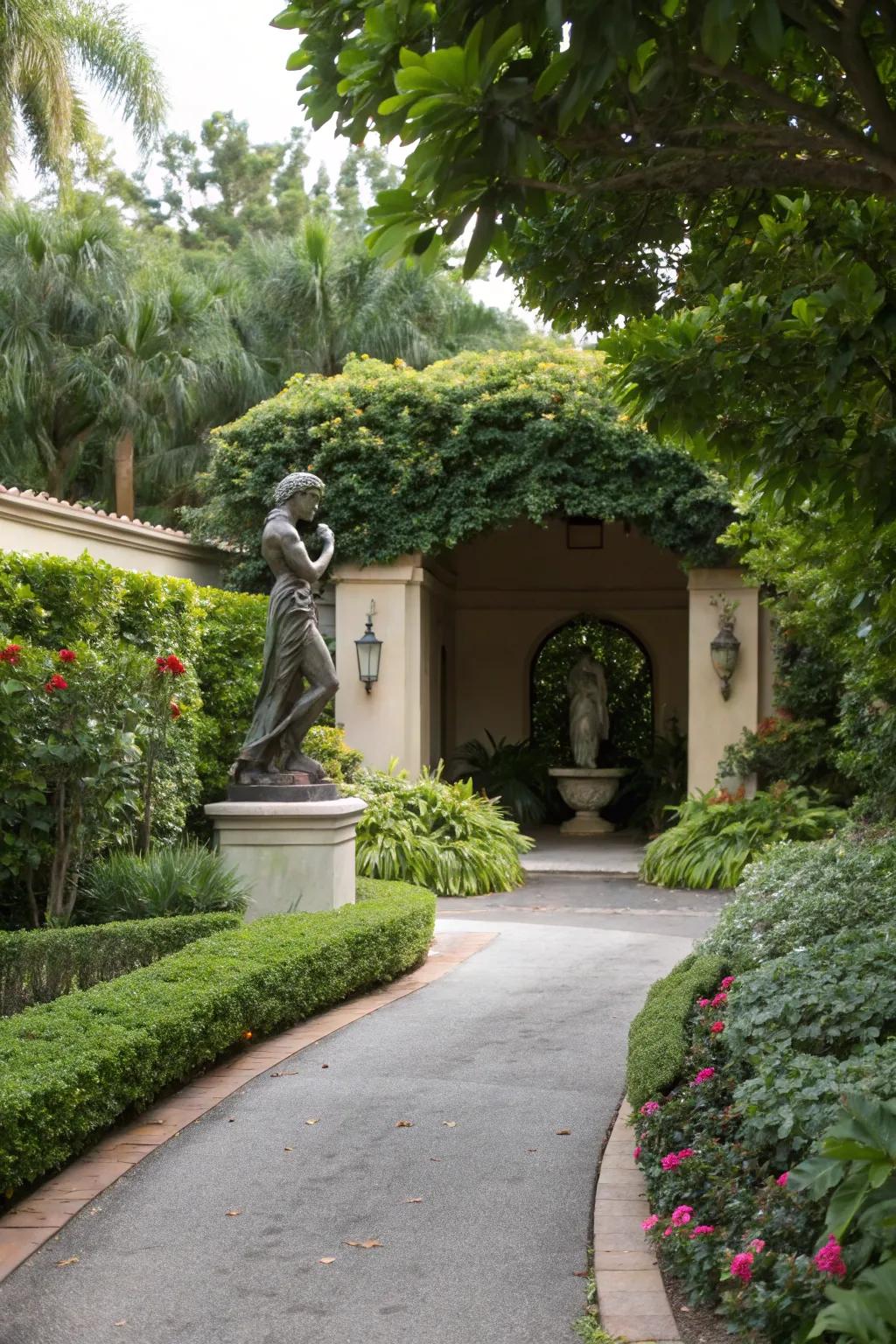 Artistic sculptures introduce a unique and sophisticated touch.
