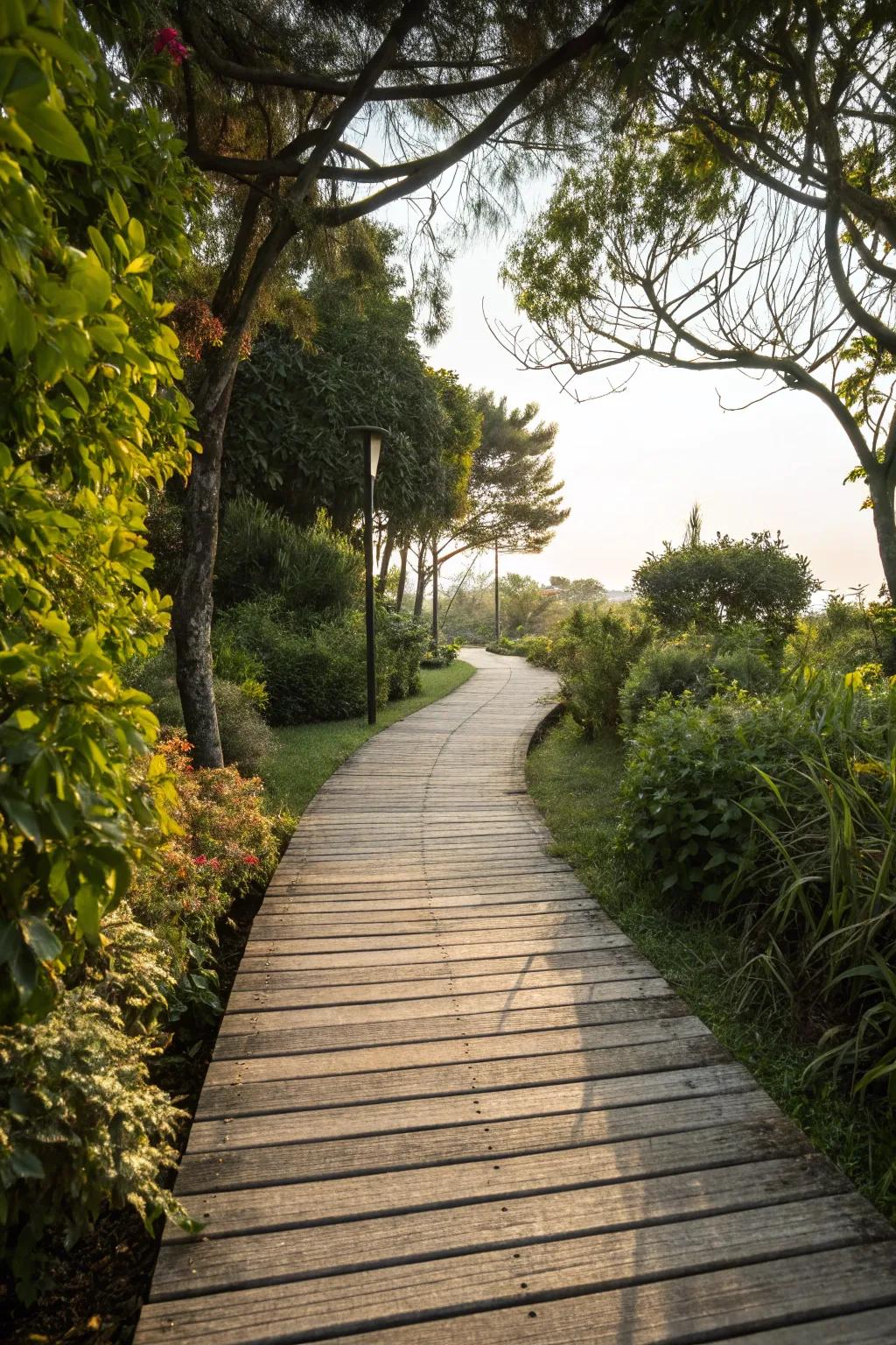 Wood pavers delivering a natural, earthy vibe.