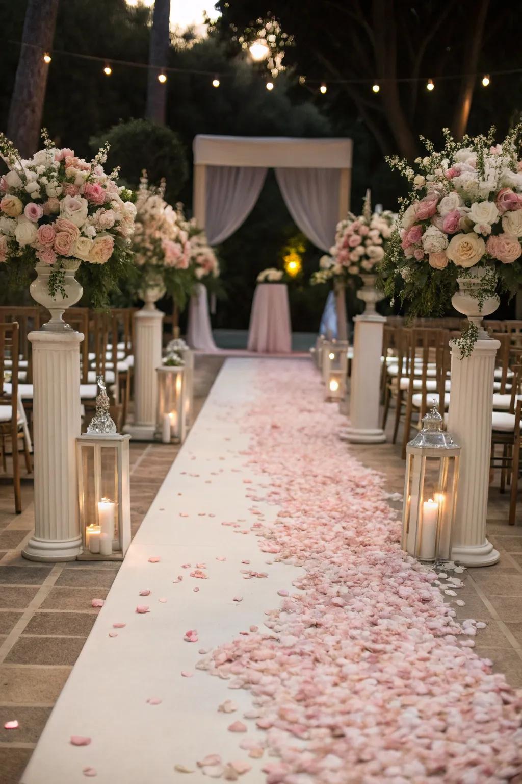 Romantic rose blush path decor.