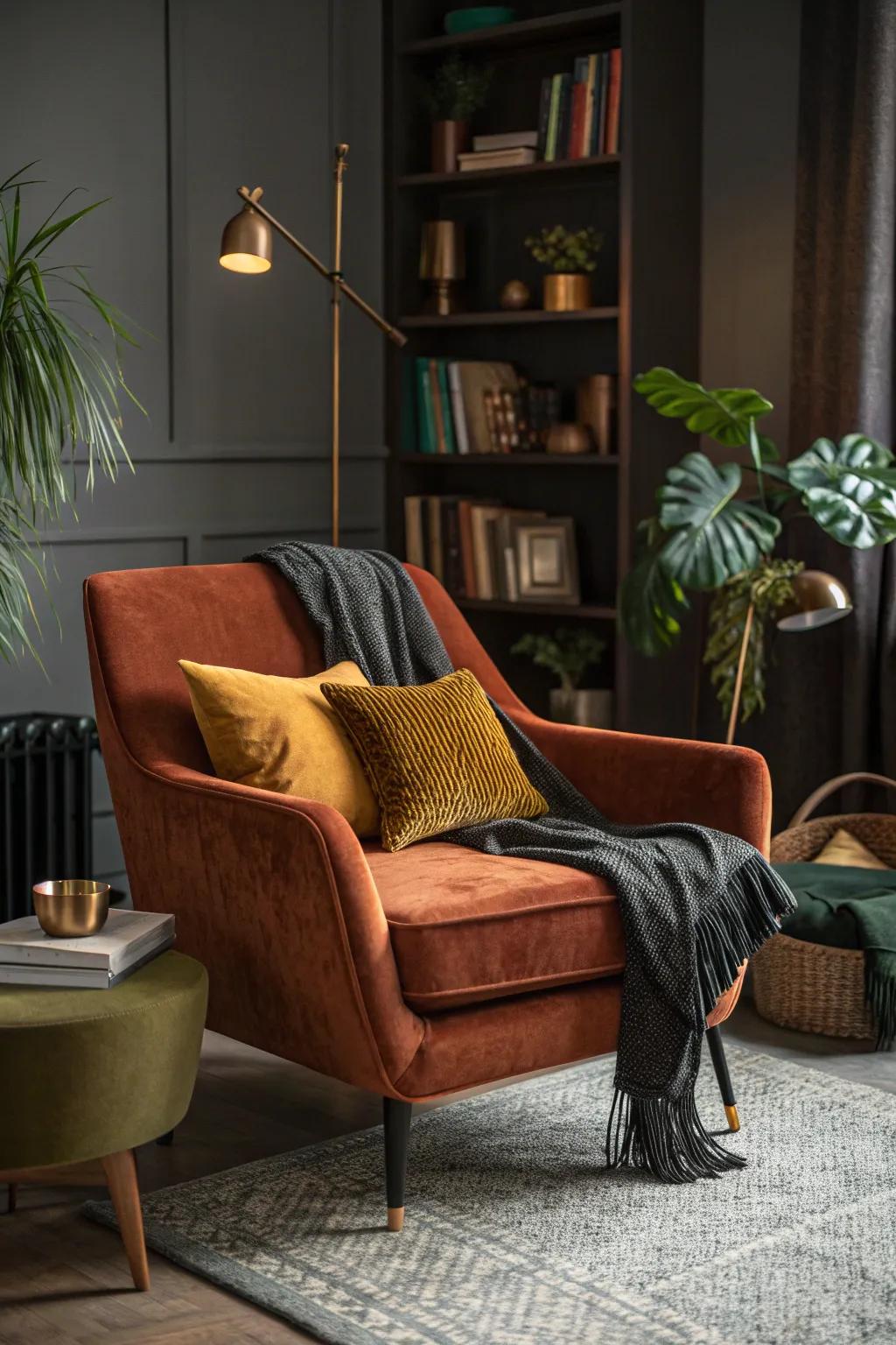 Enhance depth by incorporating bold earthy statements into your decor.