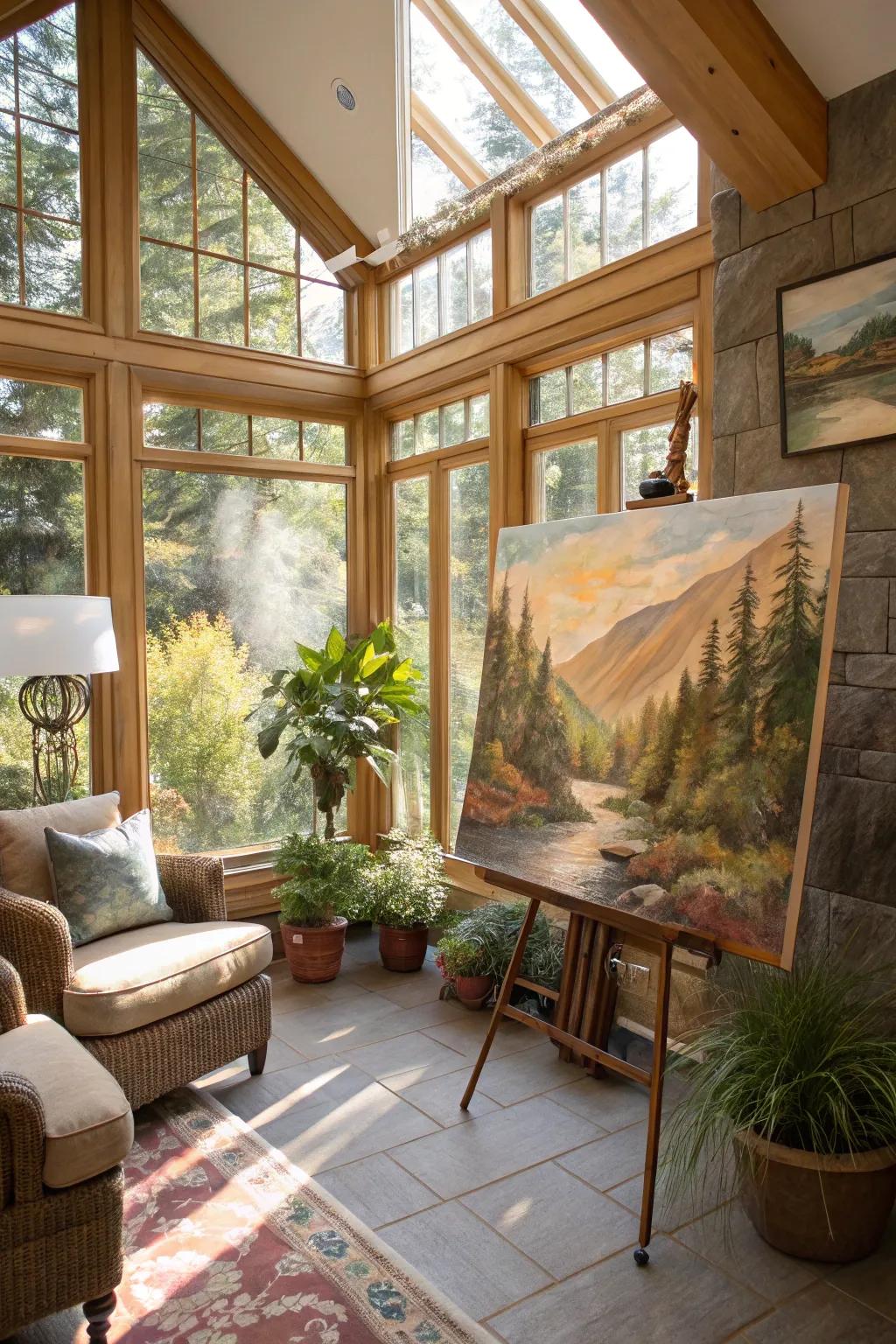 Nature blends with abstract for an earthed yet innovative aesthetic.