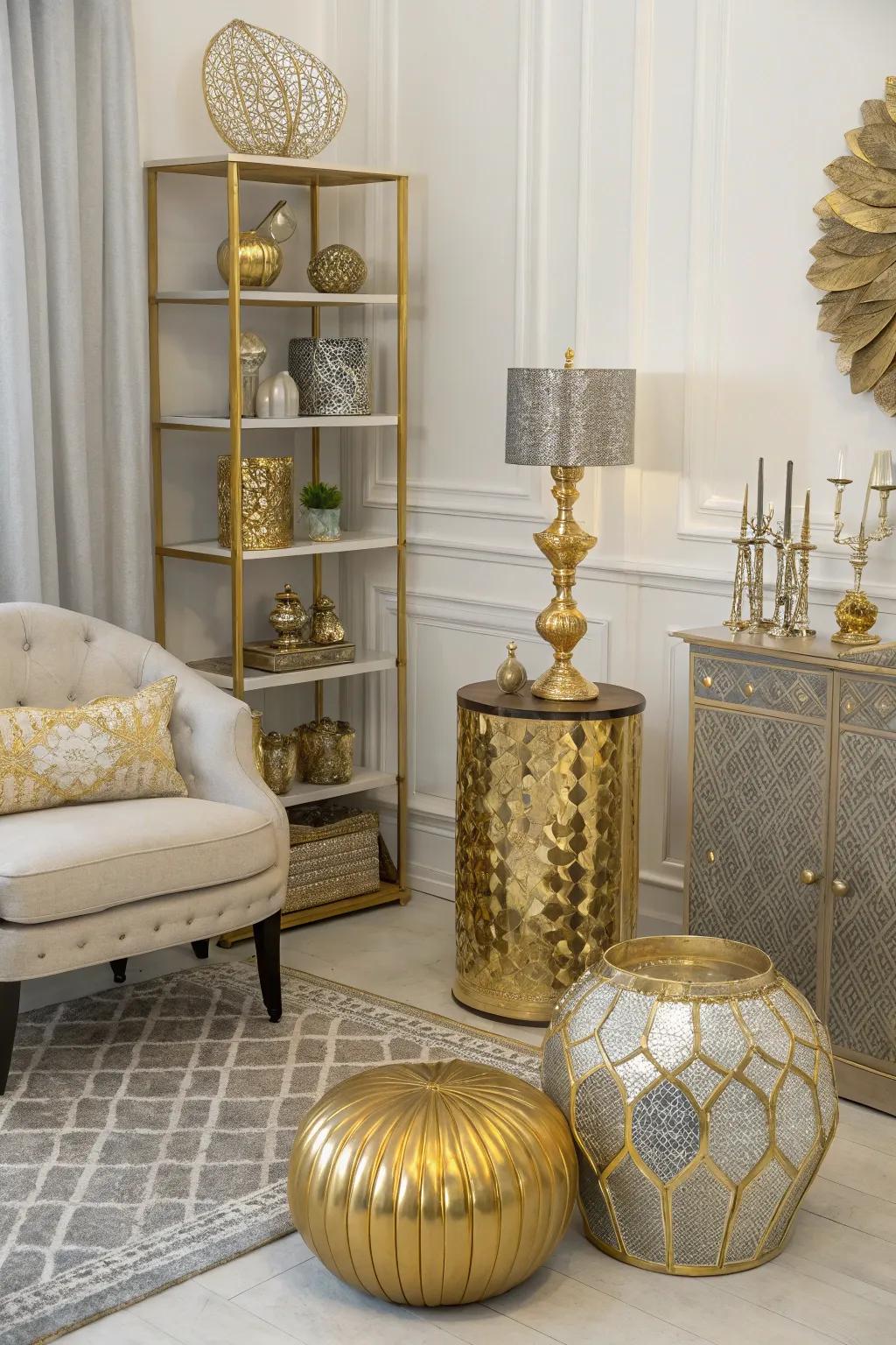 Incorporate a hint of luxury with metal features.