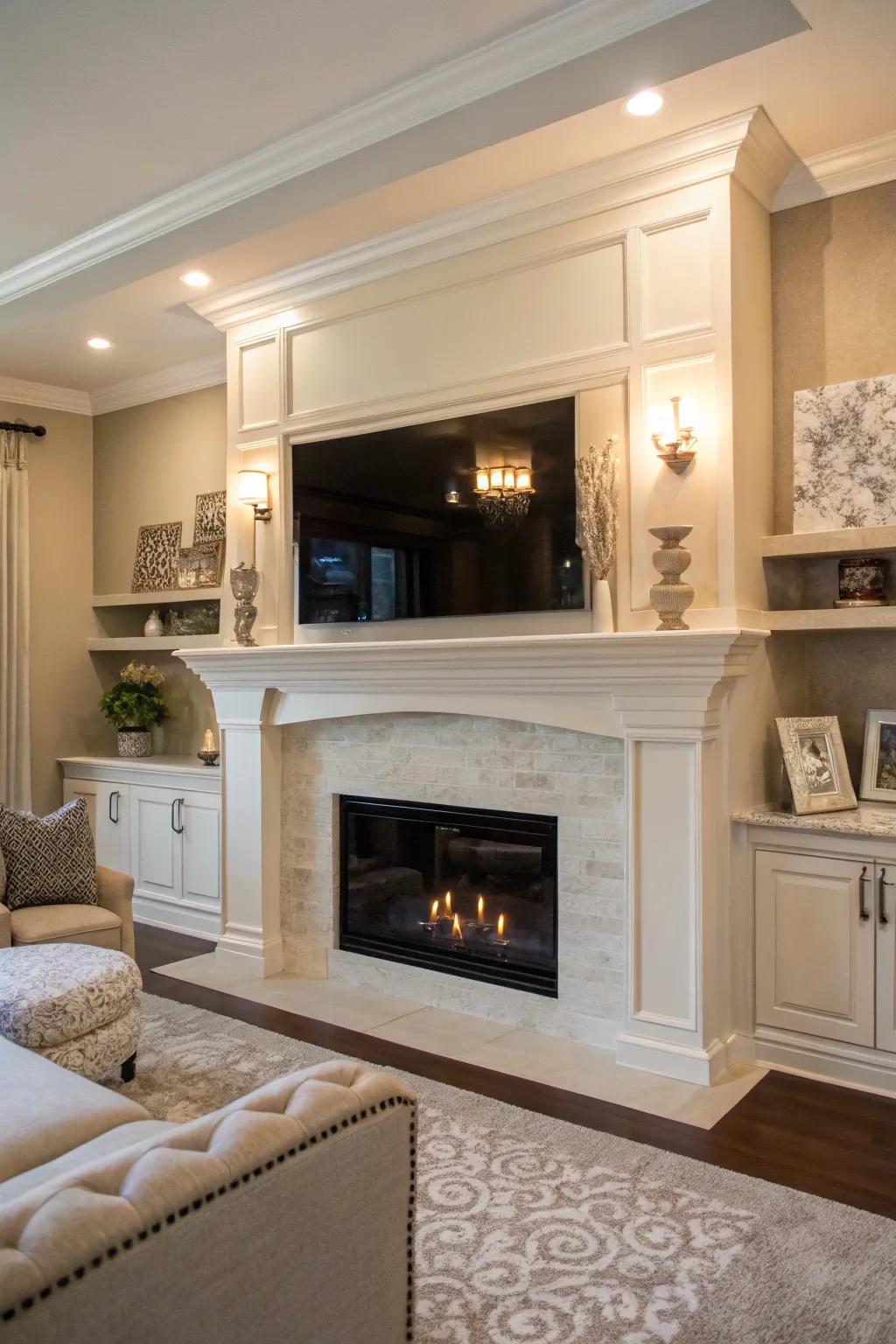 Hanging mantels offer space for personal touches and seasonal designs.