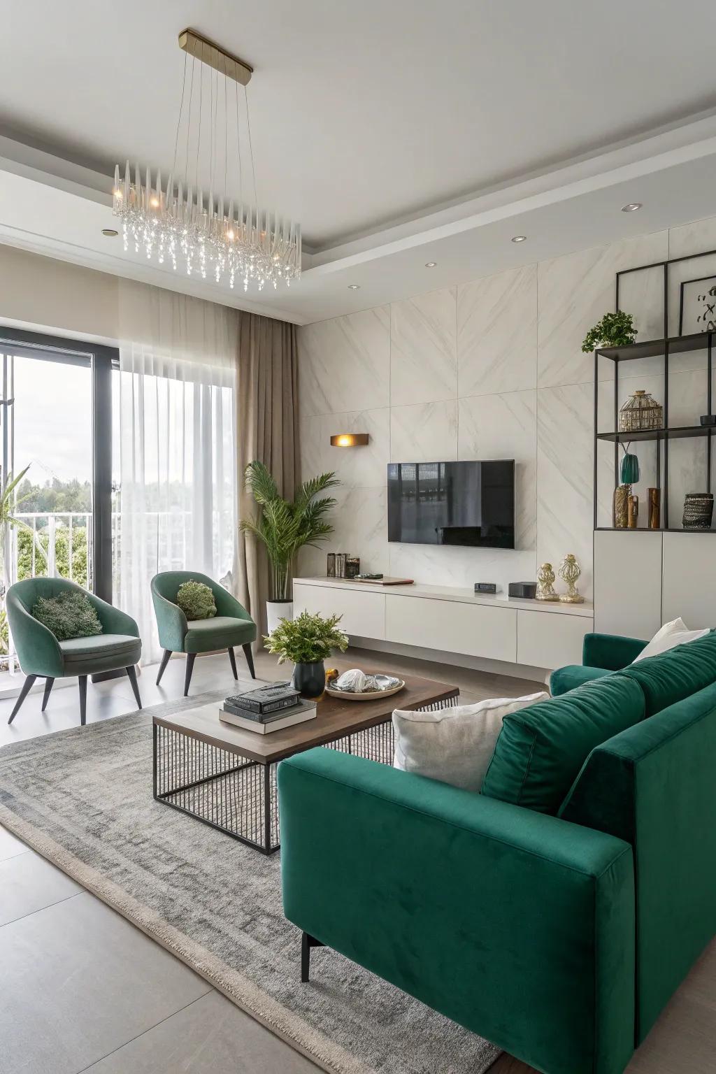 Minimalist approach with subtle green highlights.